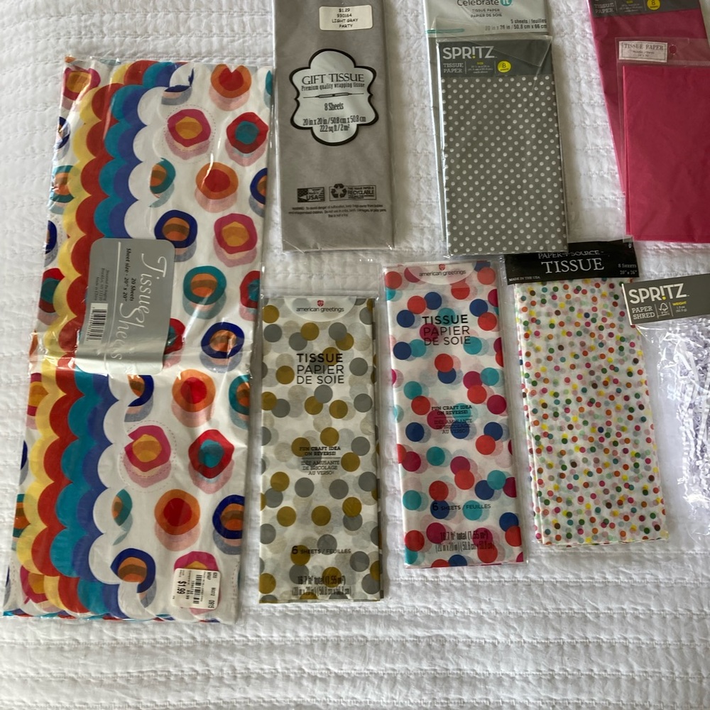 Variety of Tissue Paper Including a Huge Amount of Costco Plain Tissue Paper